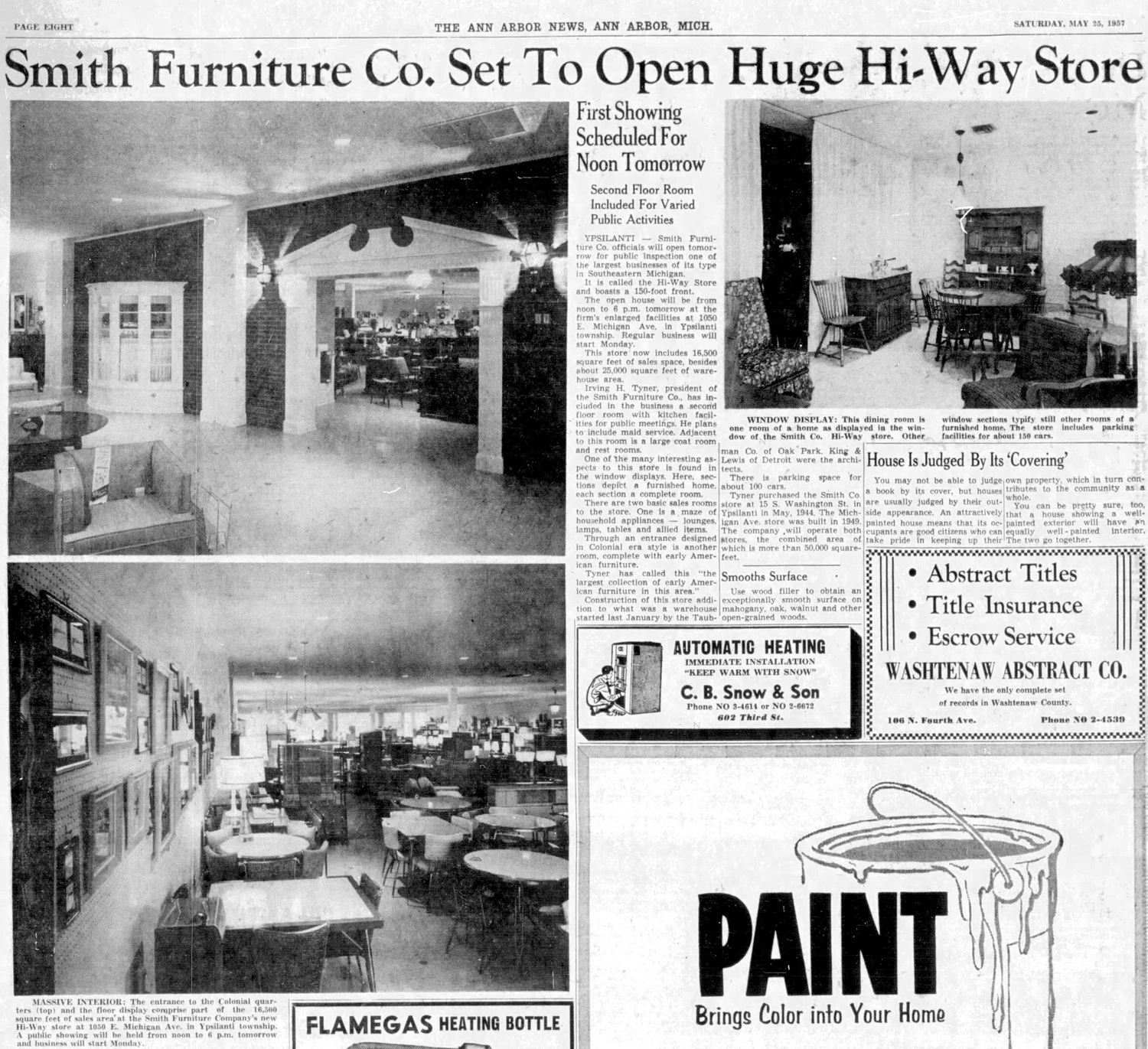 Smith Furniture - May 25 1957 Opening Article